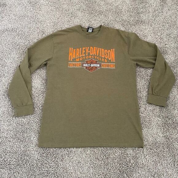Harley Davidson Tee‎ Shirt Long Sleeve Olive Green H-D of Scottsdale Men's Large - Picture 7 of 9